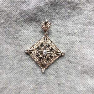 Silver and cubic zirconia pendant with sterling silver chain